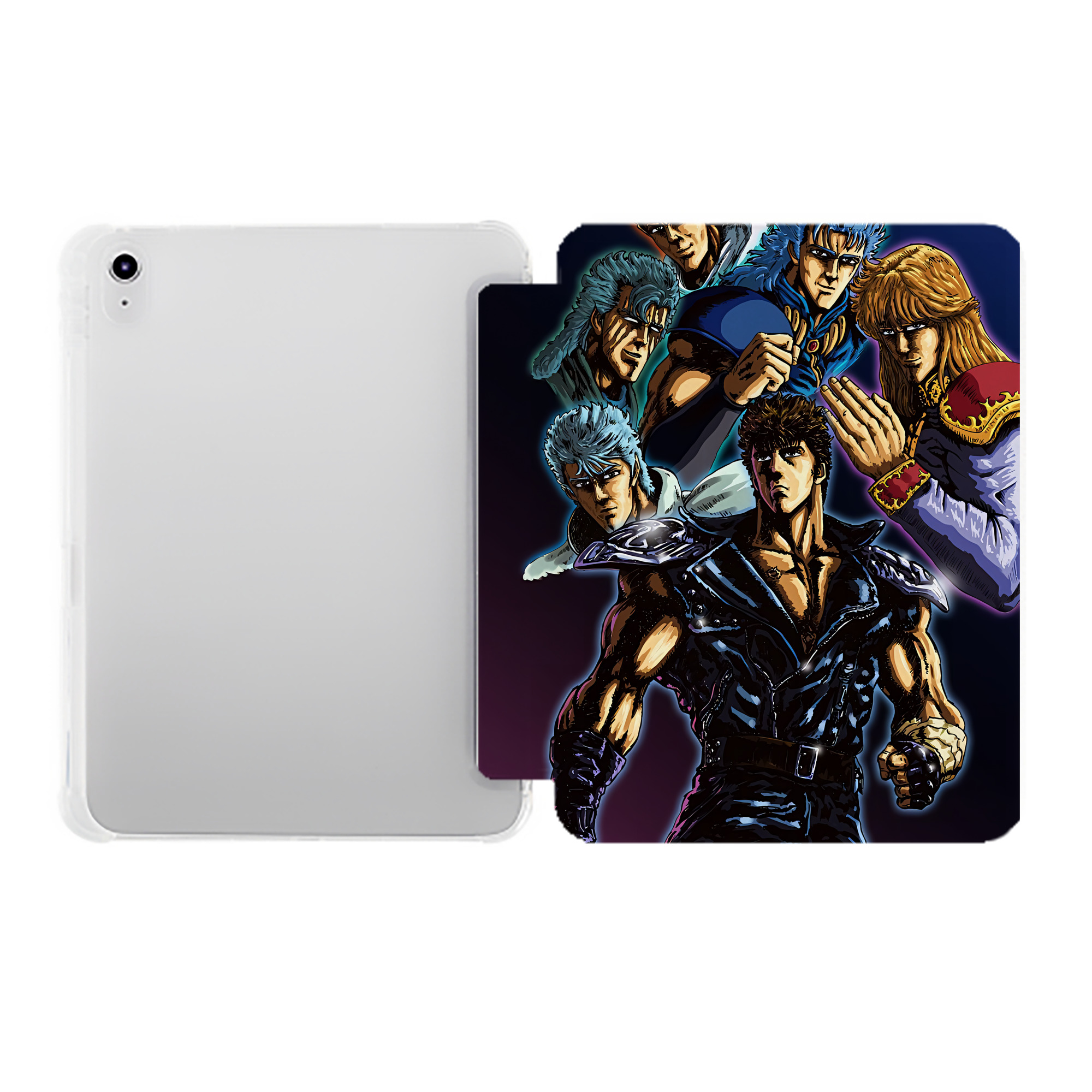 （画像用） 北斗の拳 Fist of the North Star IPad ケース ペン収納付き 三つ折りスタンド PUレザー×シリコン 対応機種9.5/10.5/10.9インチ